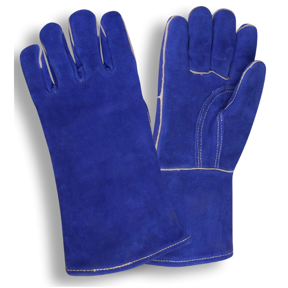 blue leather gloves