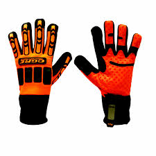 orange work gloves