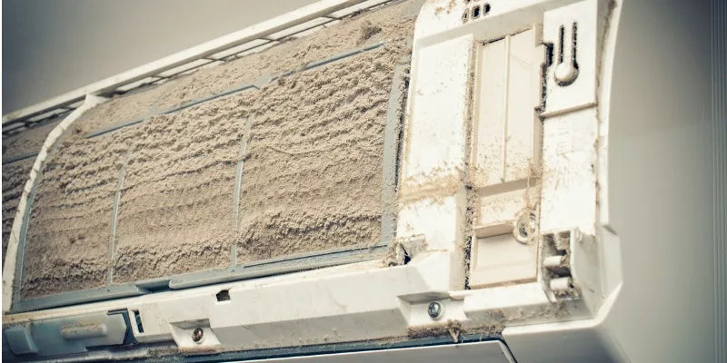Aircon filter filled with dust which will affect the operational performance of the aircon