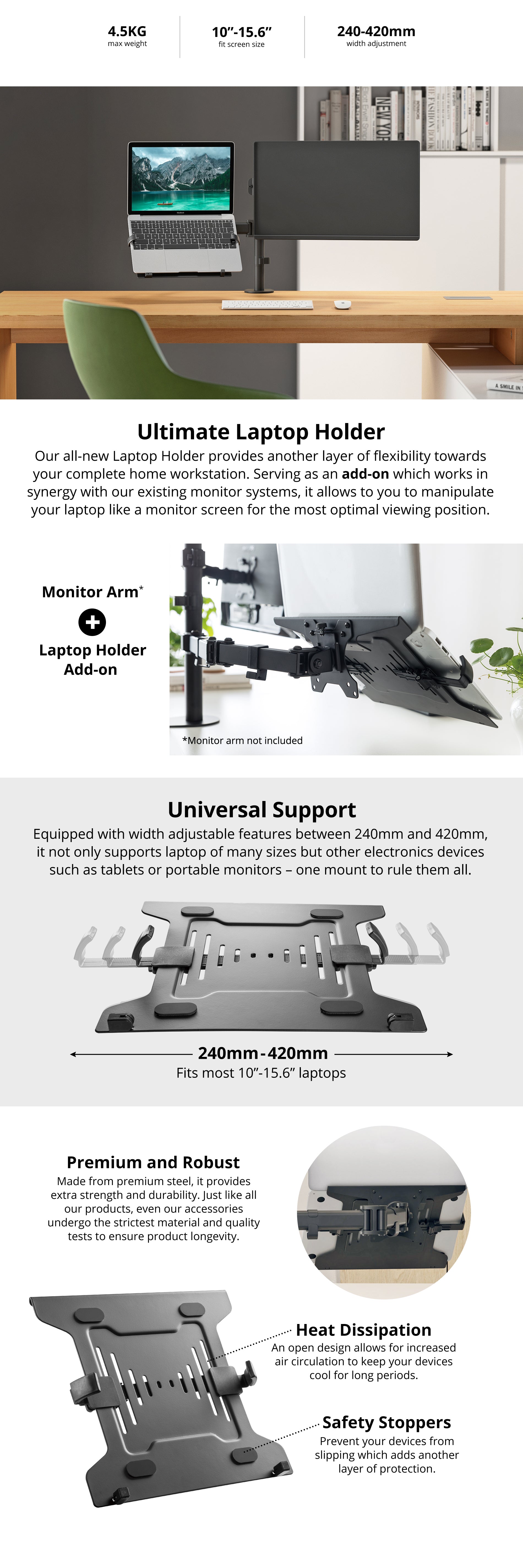 Monitor Arm + Laptop Stand, Laptop Mount