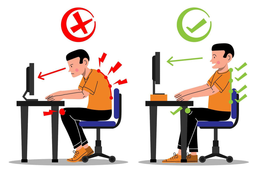Monitor arms help to correct sitting posture to prevent long term health issues like neck pain