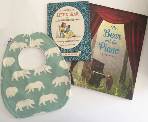 Organic Light Blue Bear Newborn Bib Bear Theme Baby Gifts