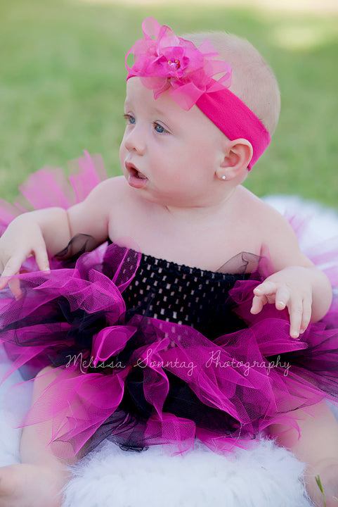 pepermunt Conceit gevolgtrekking Buy Newborn Infant Girl Hot Pink and Black Tutu Dress Online at Beautiful  Bows Boutique
