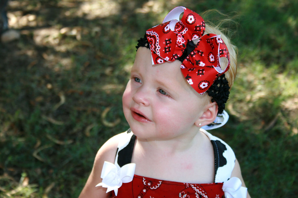 handtekening pack Zich voorstellen Buy Girls Red Bandana Hair Bow Clip or Baby Headband Online at Beautiful  Bows Boutique