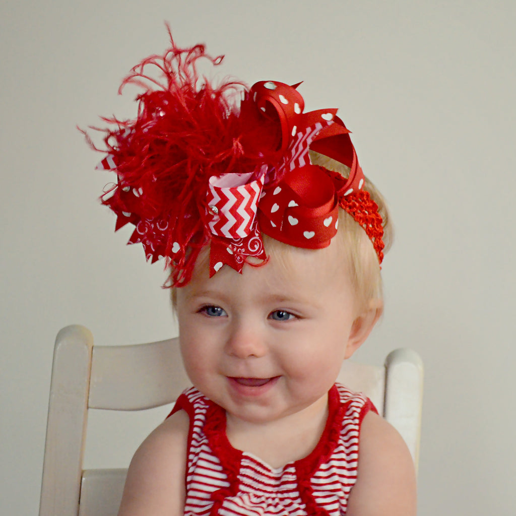 baby red hair bow