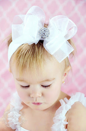Buy Fancy White Organza Hair Bow Headband for Babies Online at ...