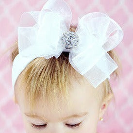 Buy Fancy White Organza Hair Bow Headband for Babies Online at ...