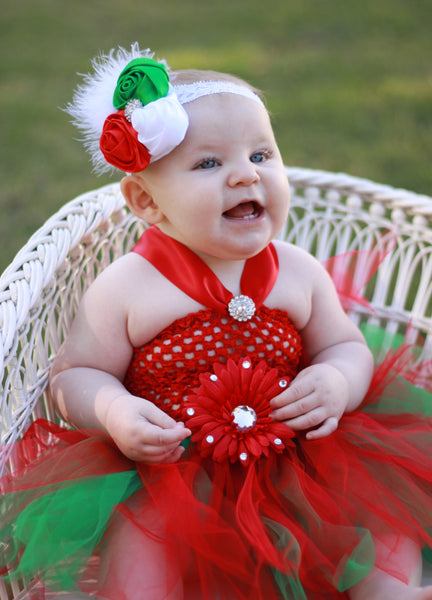 Buy Fancy Christmas Baby Tutu Dress Red and Green Flower Tutu Online at ...
