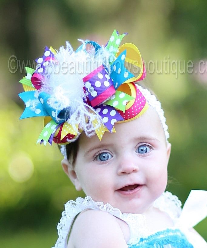 rainbow bow headband