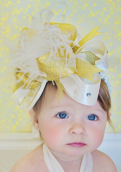 infant gold hair bow