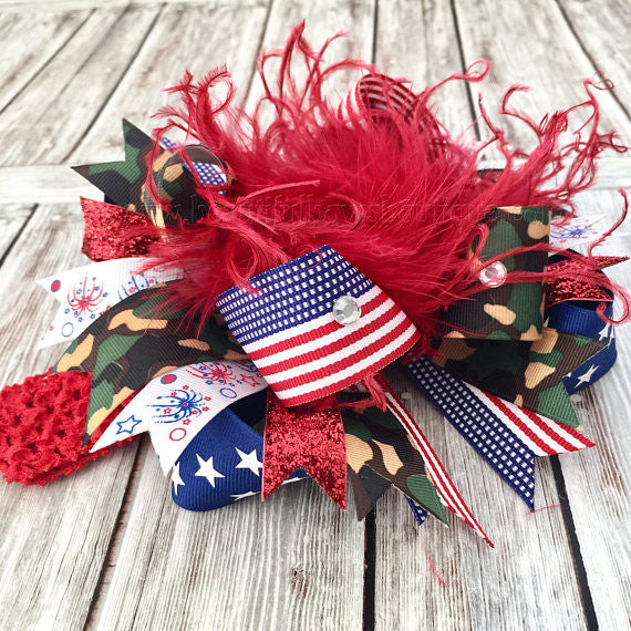 Buy Patriotic Camo Hair Bow American 