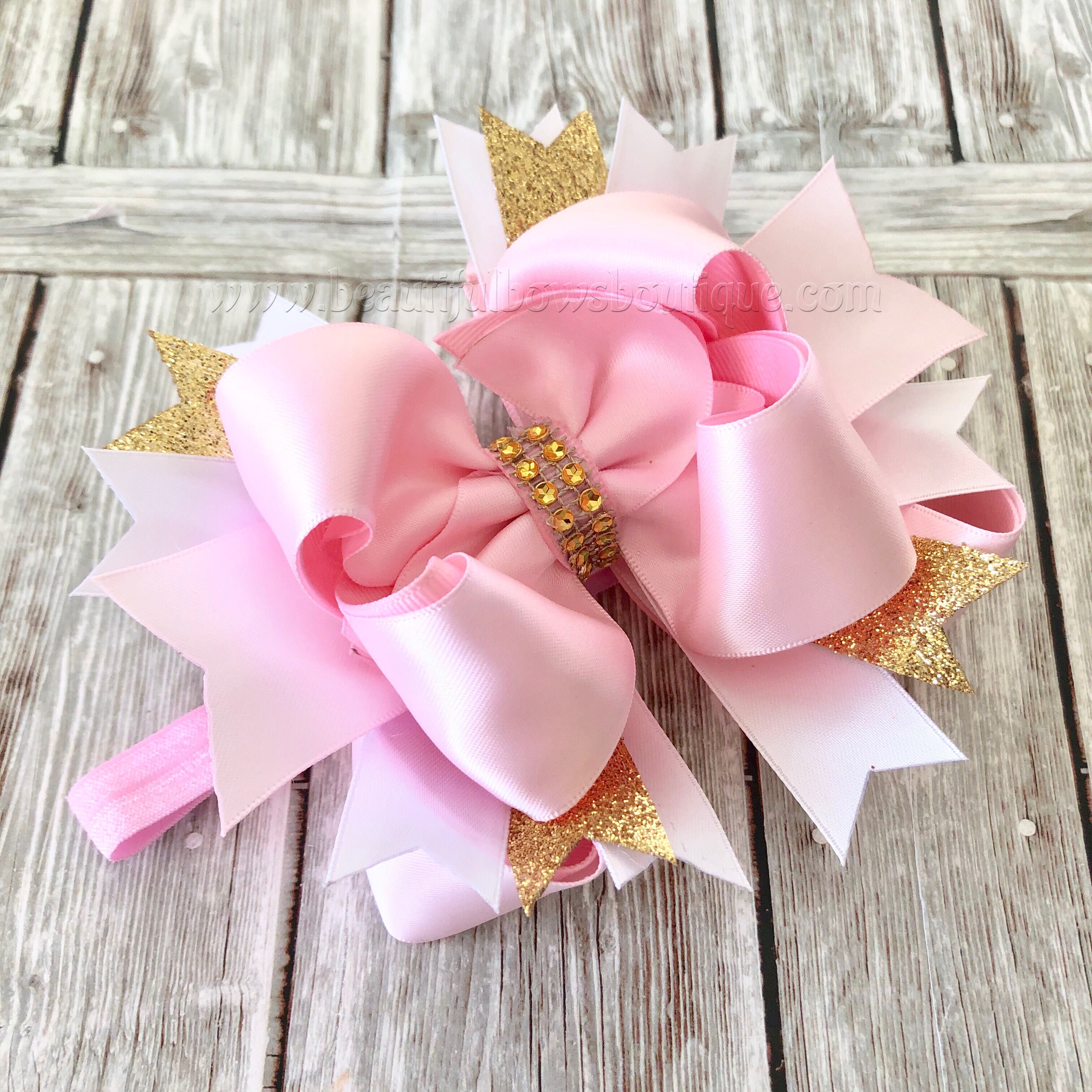 Buy Pink Blush and Gold Hair Bow, Satin Hair Bow,Girls Hairbows Online at  Beautiful Bows Boutique