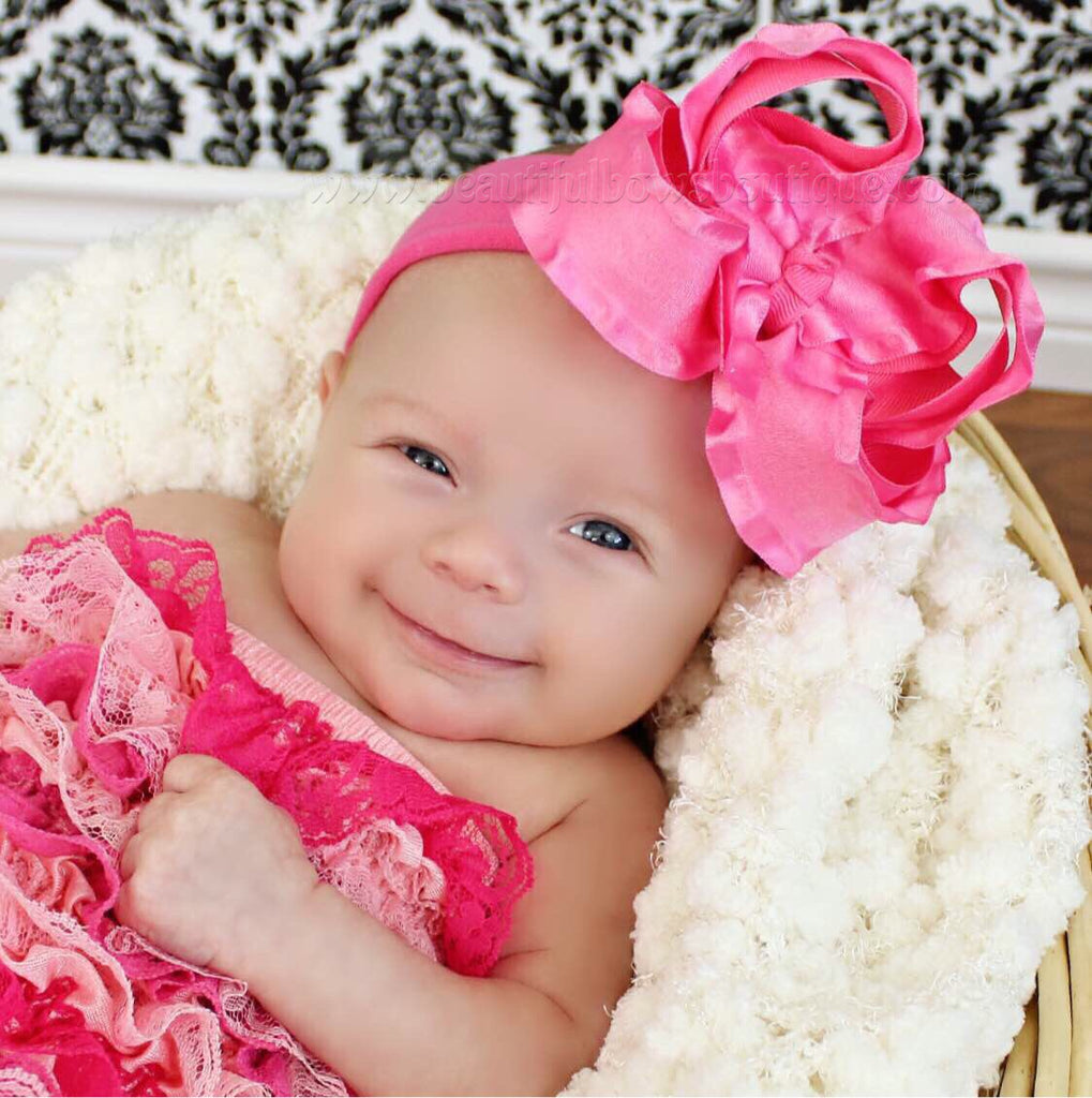 Buy Large Hot Pink Ruffled Hair Bow Baby Headband- CHOOSE COLOR Online ...