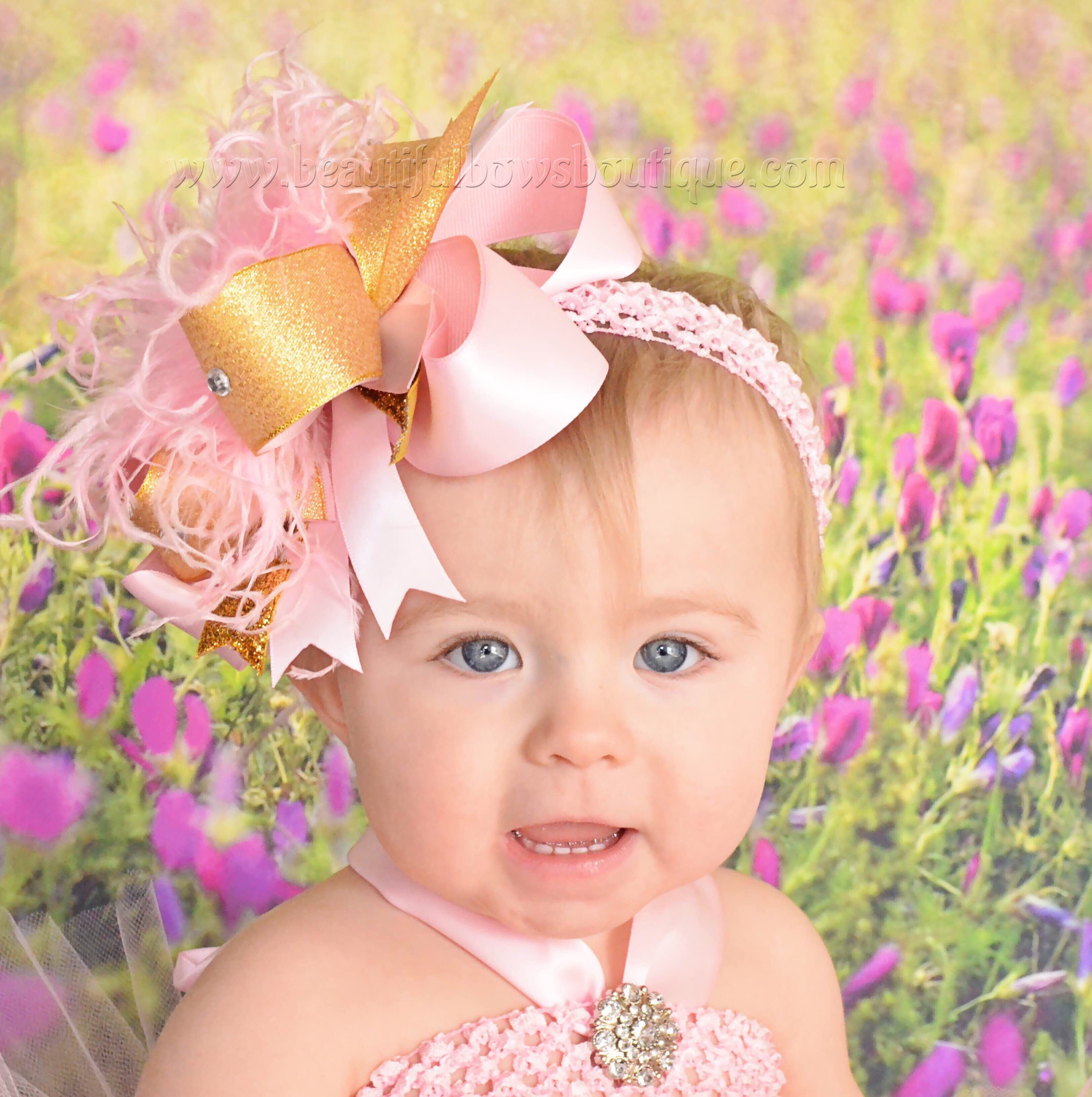 infant gold hair bow