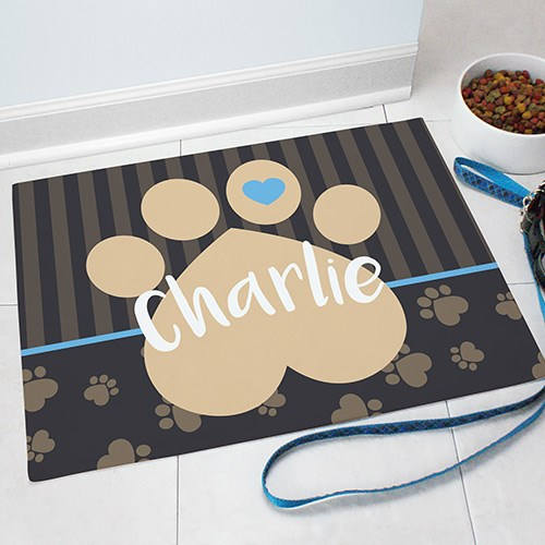 Personalized Pet Mat Heart Footprint Design Personalized Dog Mat