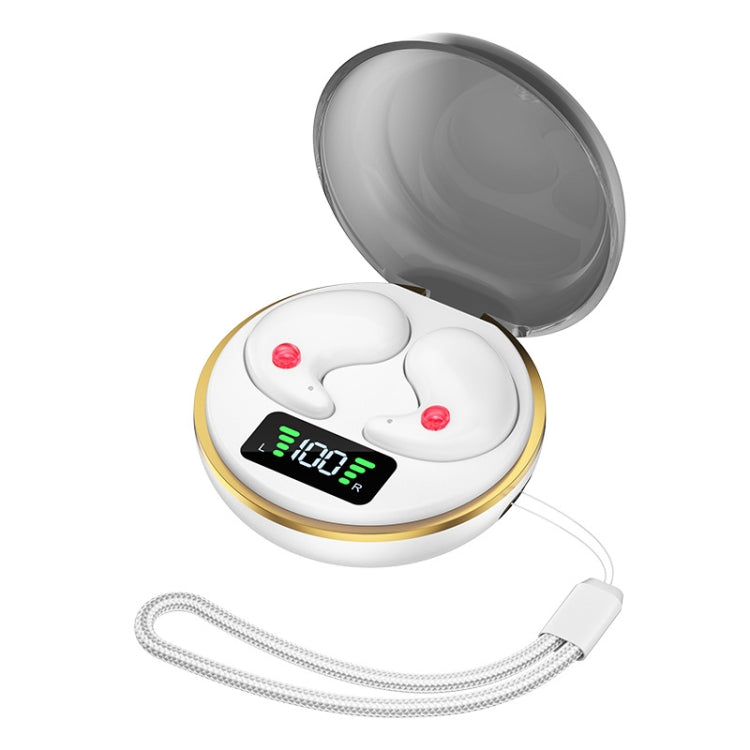 Digital Display Invisible Mini Leisure Stereo Binaural Bluetooth Earphones With Charging Compartment (White)