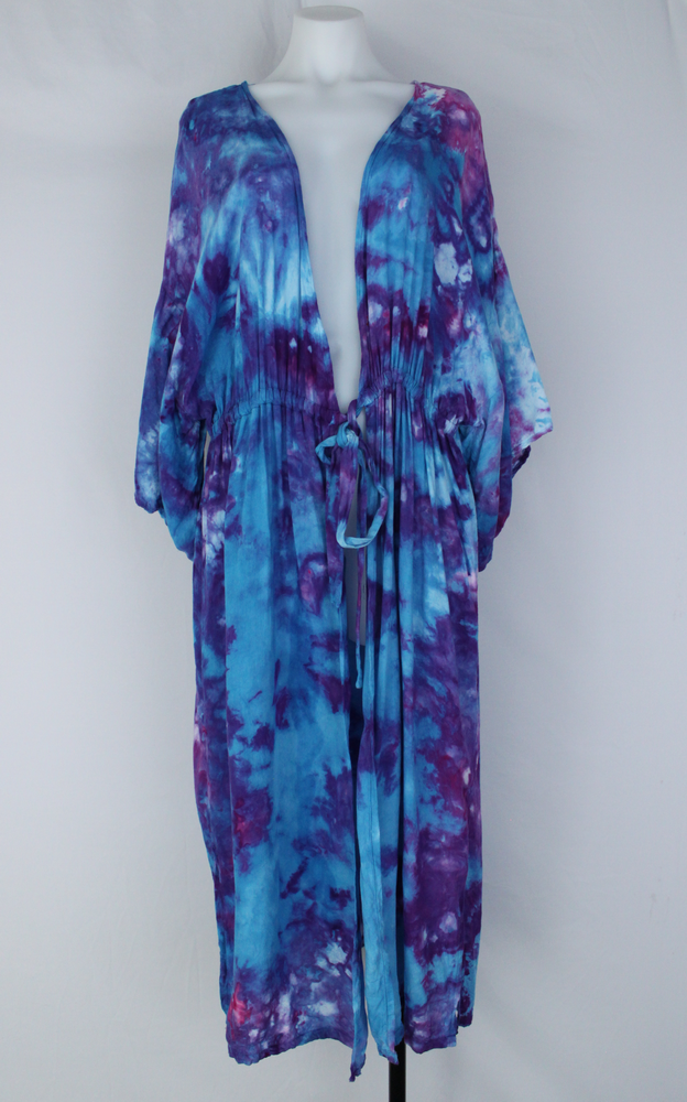 Long Kimono Duster - size XL - Blue Onyx crinkle – A Spoonful of Colors