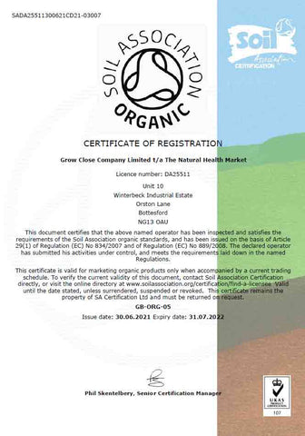 Soil Association Organic Certificate 2022