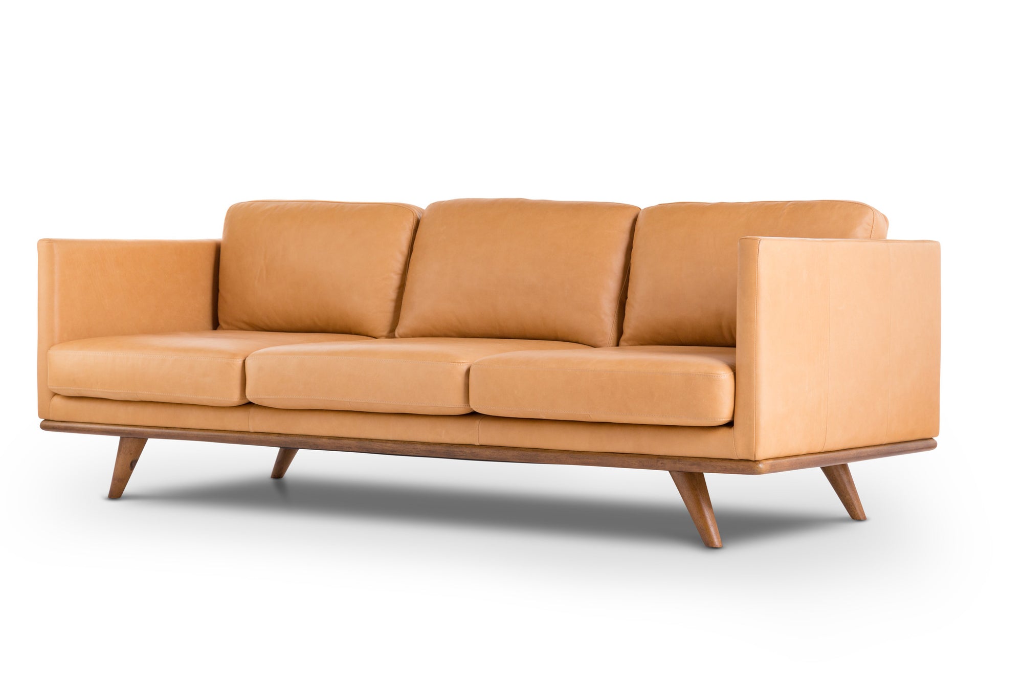Brooklyn Charm Tan Stylish Modern Vintage Leather Sofa – jovili