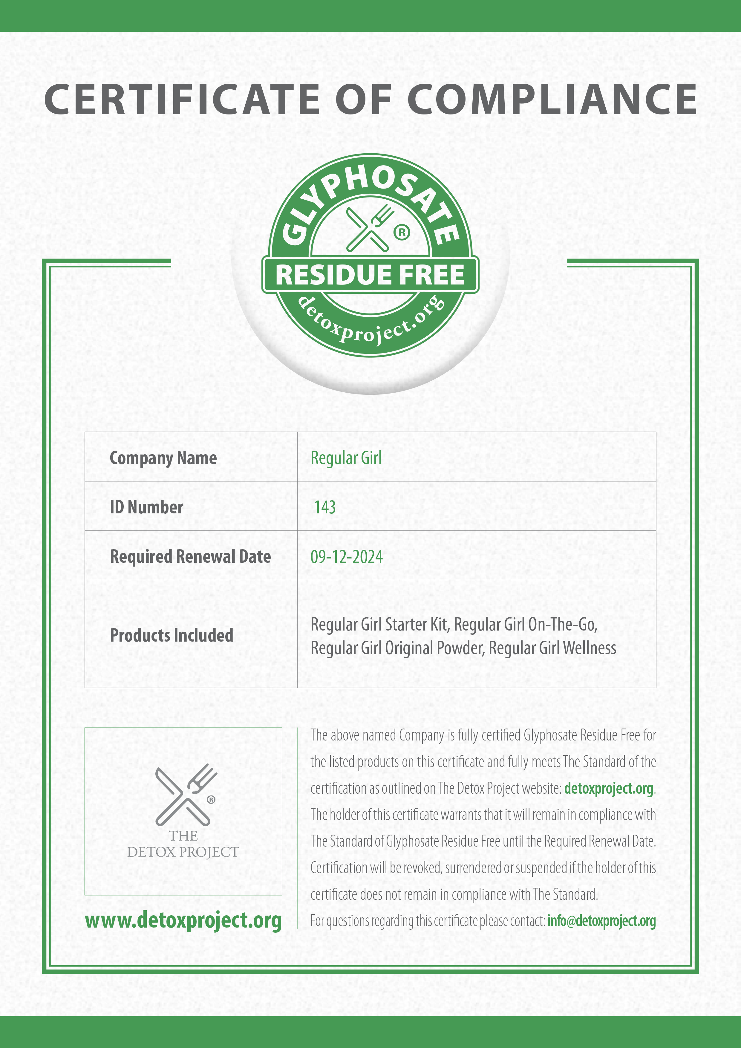 Glyphosate-Residue-Free