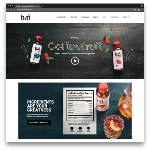 Drinkbai.com: Landing Page - Copy Space Example