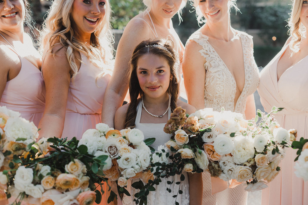 rustic eclectic wedding party bridesmaid flower girl