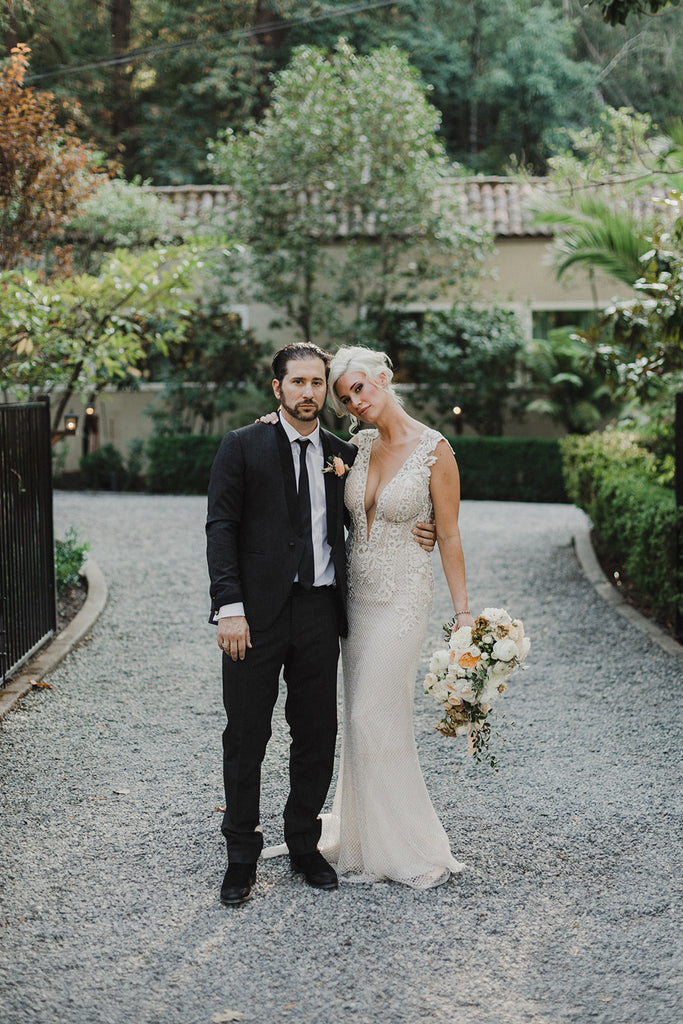 rustic boho bride and groom