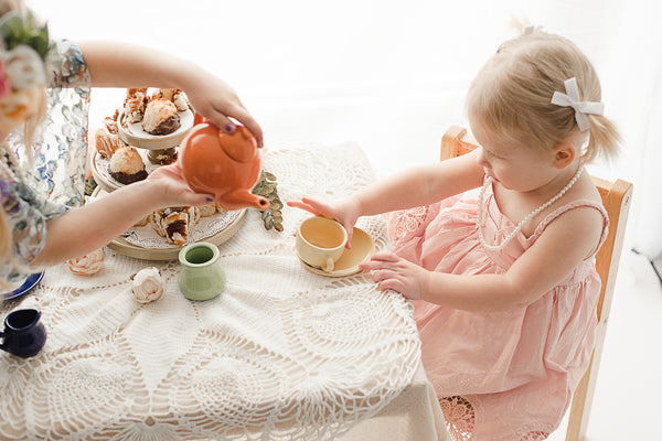 kids vintage tea party backlighting photography photoshoot ideas - Belle & Kai