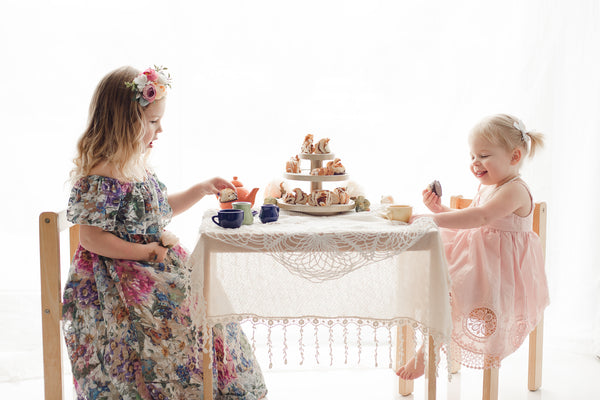 vintage tea party photoshoot floral lace dress - Delphine - Belle & Kai