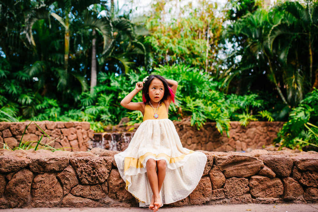 beach flower girl mustard yellow dress boho chic toddler tween high low dresses