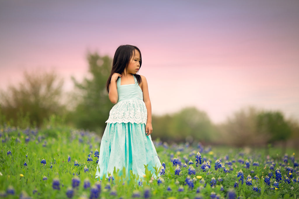 bluebonnet photo kids boho blue maxi dress