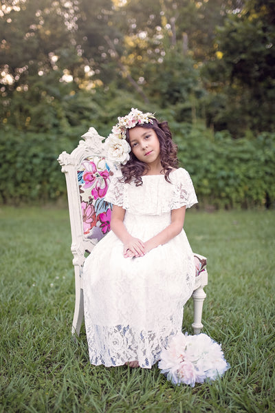 boho off shoulder white flower girl dress girls boho chic clothing communion dress