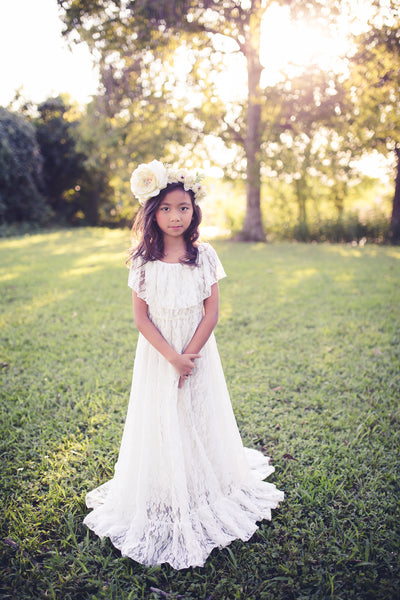 boho lace flower girl maxi dress