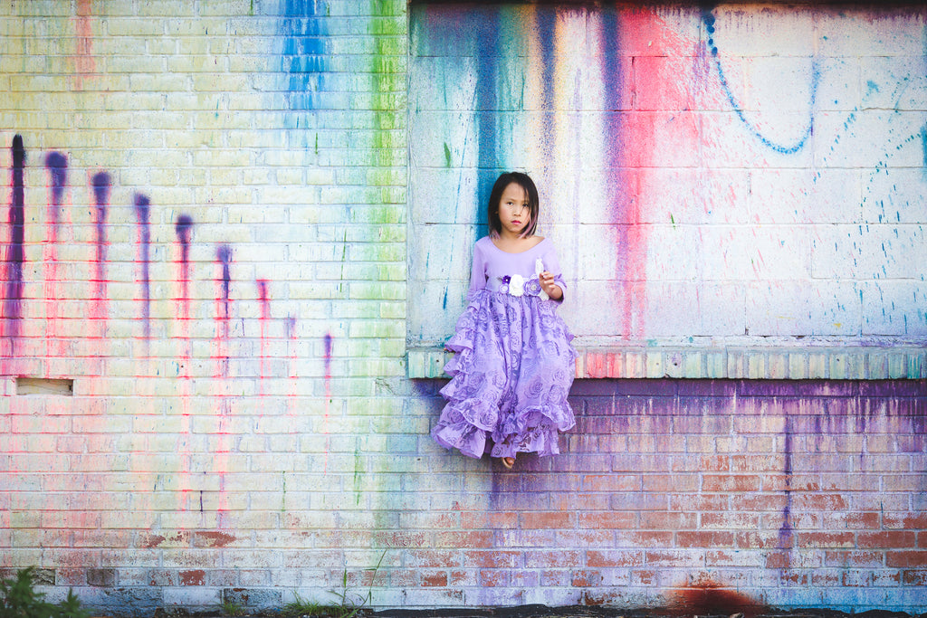 lavender flower girl toddler princess dress rustic junior bridesmaid long ruffle dress