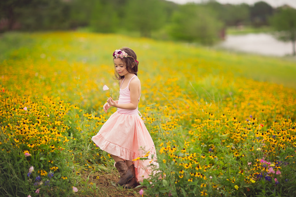 rustic blush pink flower girl dress bohemian chic high low maxi dress girls toddlers tweens