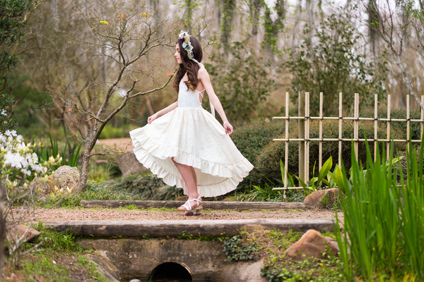 ivory cream rustic flower girl dress