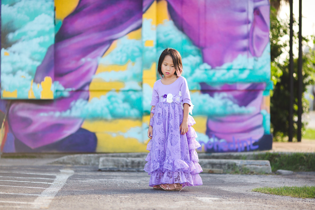 rustic flower girl toddler lavender princess dresses purple ruffle junior bridesmaid dress