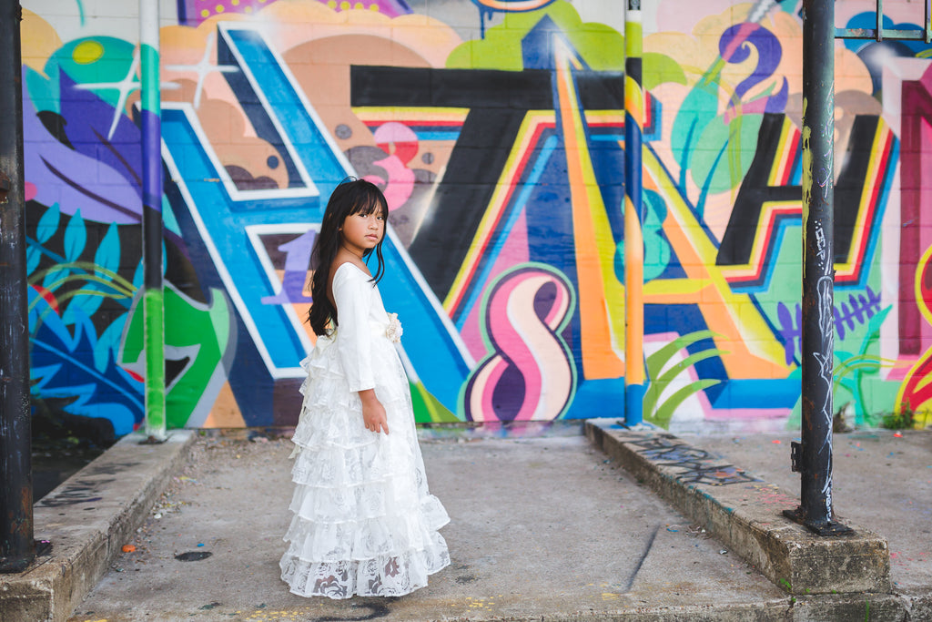 rustic white junior bridesmaid long ruffle dresses country flower girl dresses