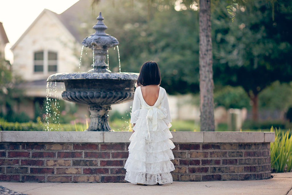 rustic white junior bridesmaid tween floor length dress toddler princess flower girl dresses