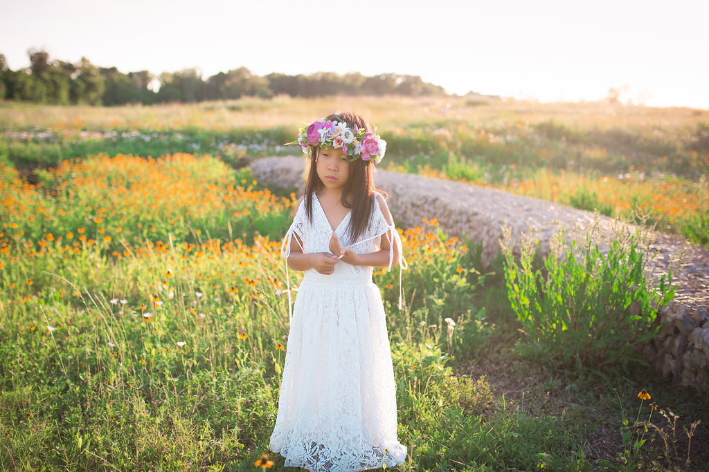 tween bohemian vintage lace maxi dress boho rustic flower girl dresses