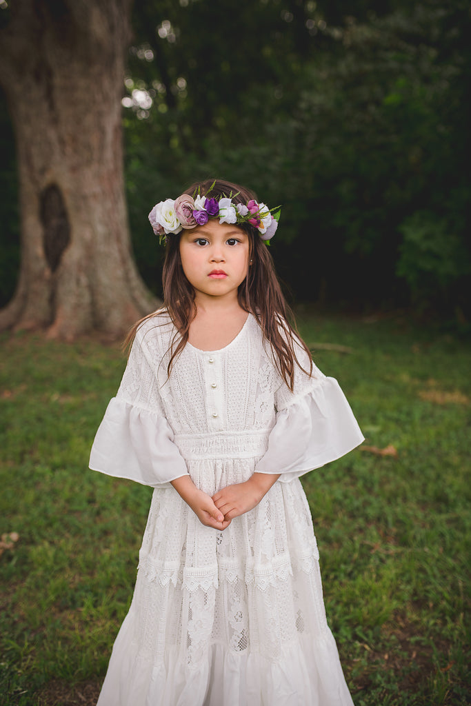 bohemian flower girl lace maxi dress boho mommy and me dresses