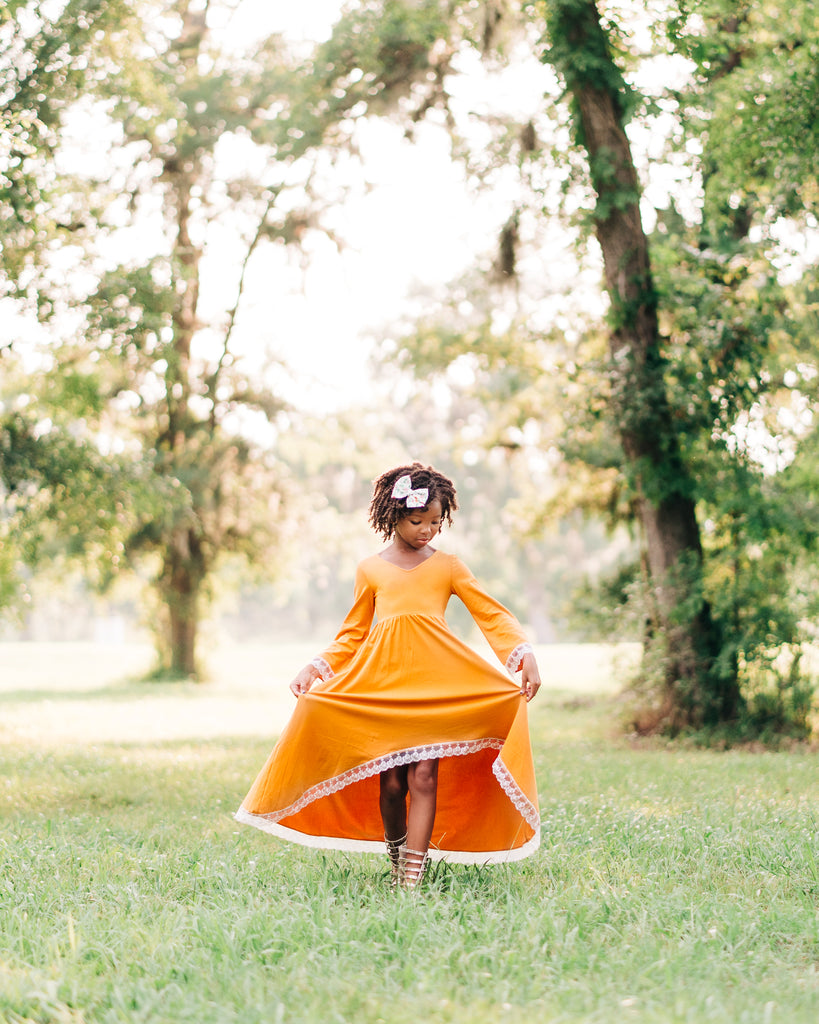 mustard yellow dress little girl