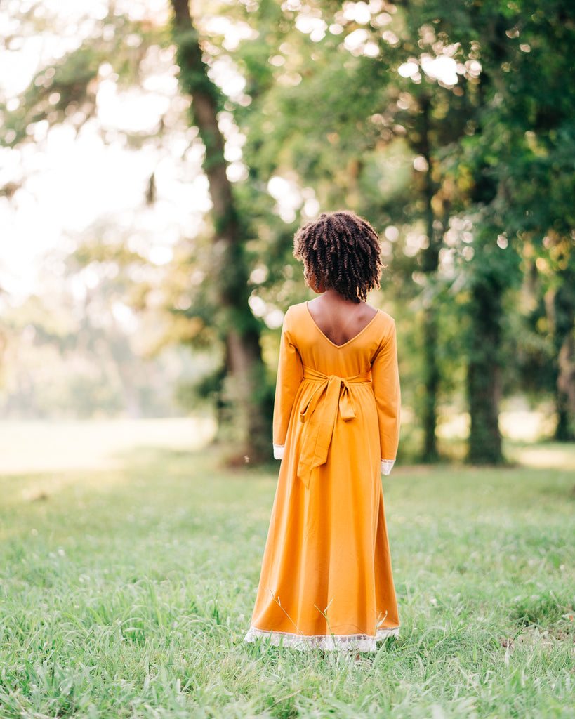 mustard yellow dress little girl