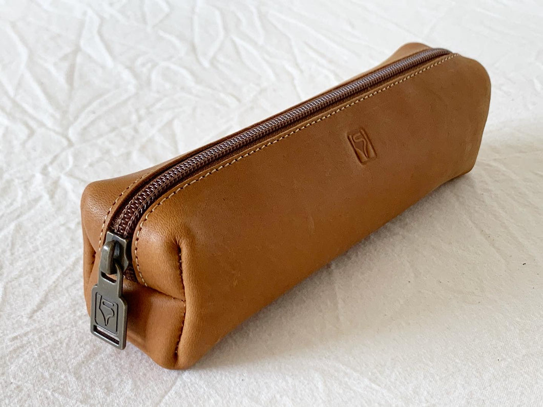 round leather pencil case