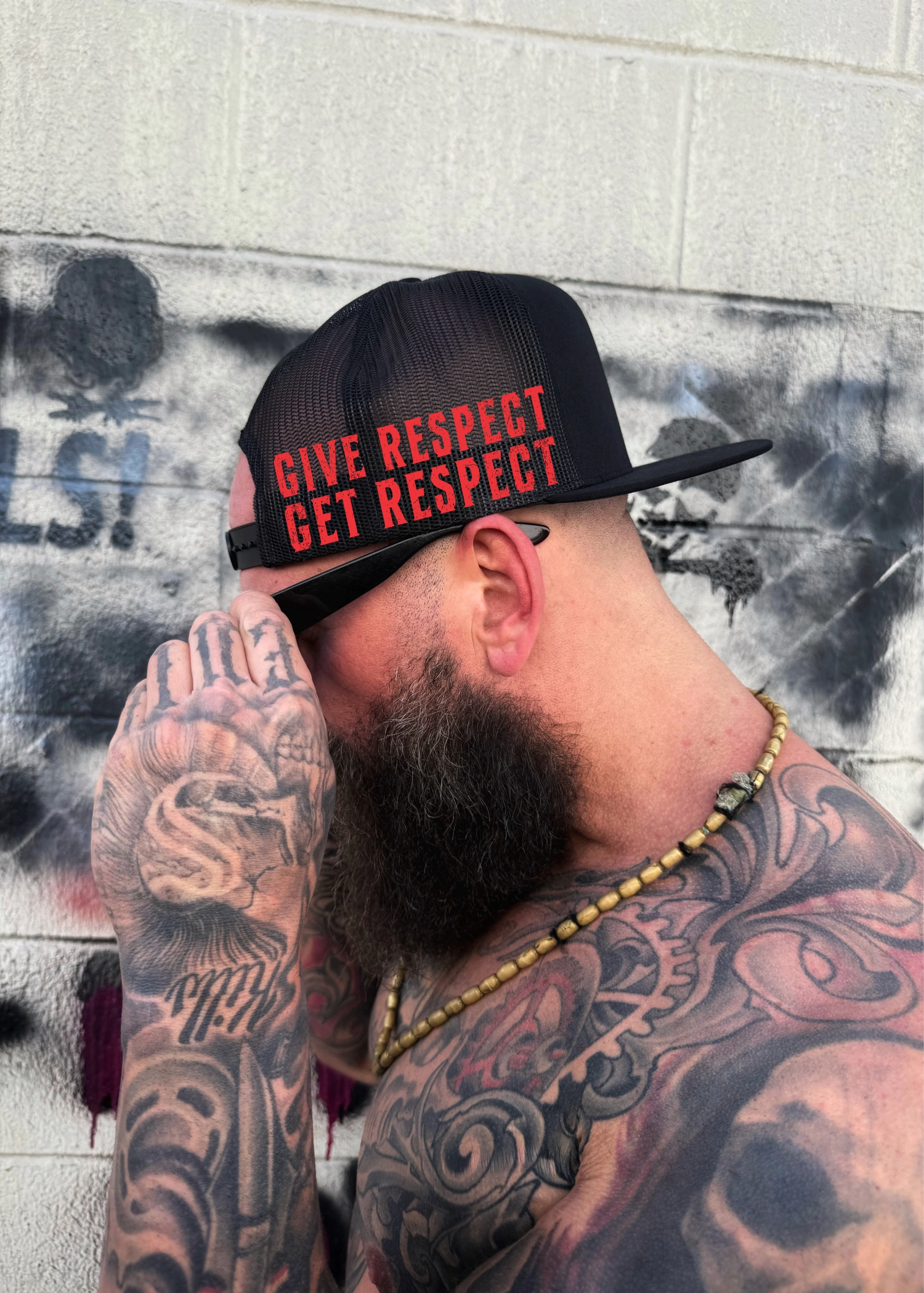 GIVE RESPECT GET RESPECT RED FLAT BILL HAT