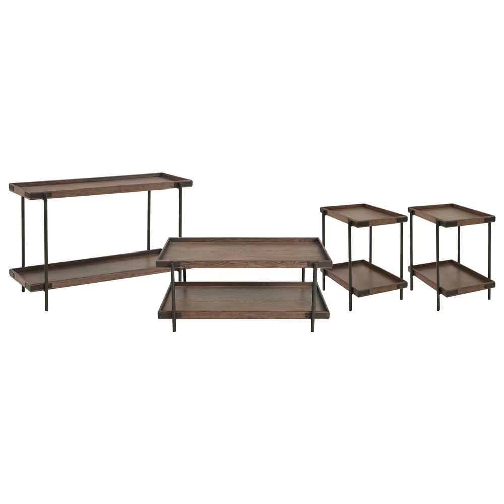 Kyra 4-Piece Oak and Metal Living Room Set with 42