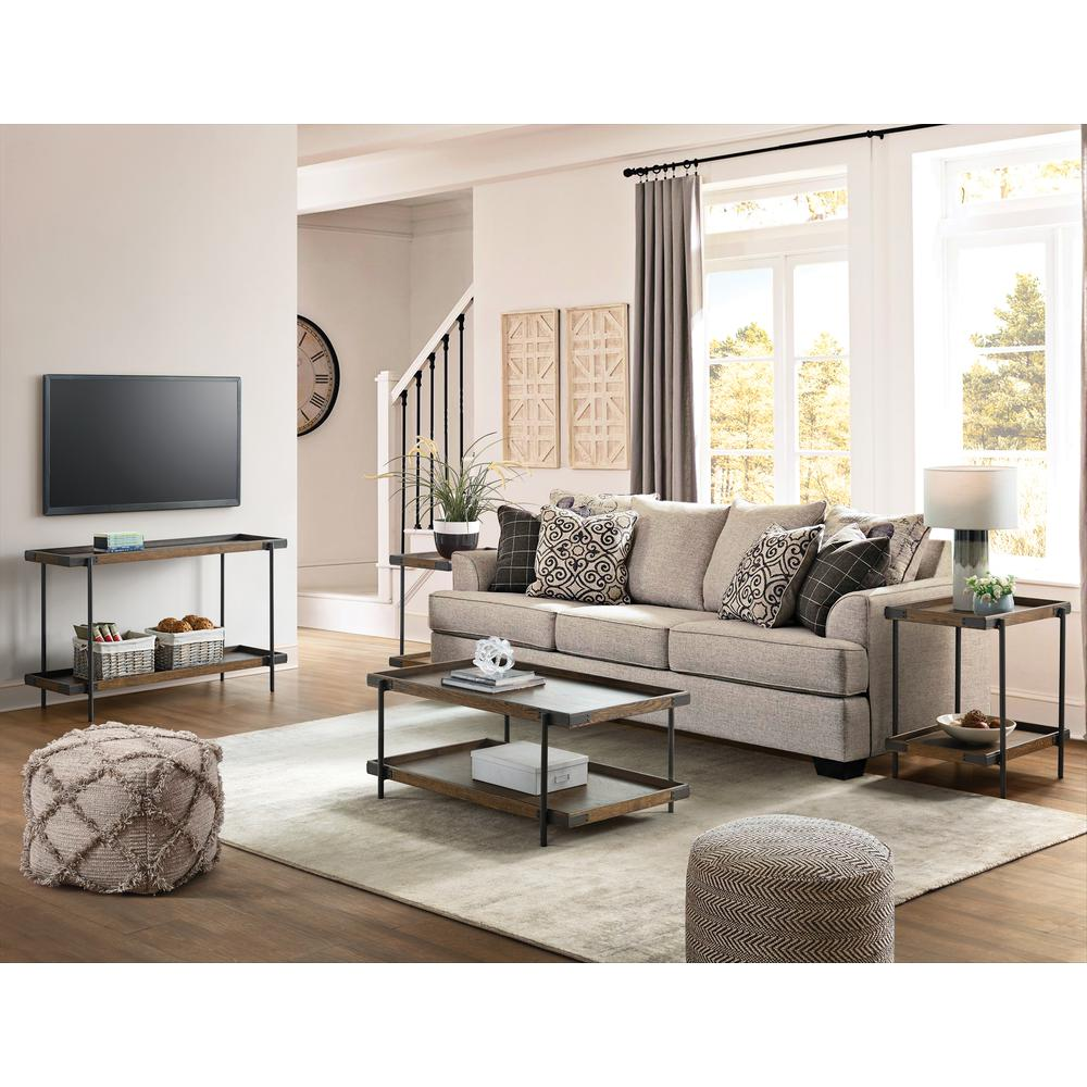 Kyra 4-Piece Oak and Metal Living Room Set with 42