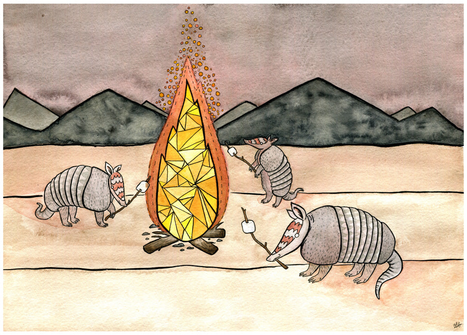 Armadillos Roasting Marshmellows