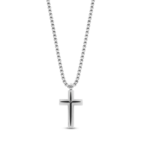 Pendentif croix en pierre noire mate