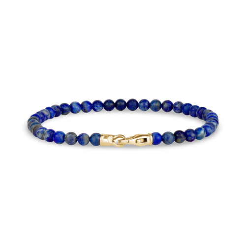 Bracelet de perles de Lapis Lazuli 4mm avec fermoir en or